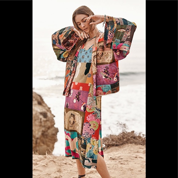 Johnny Was Dresses & Skirts - JOHNNY WAS Tokyo High Slit Knit Dress with Rebecca Reversible Kimono S